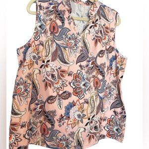 Sleeveless V-Neck Paisley Summer  Blouse